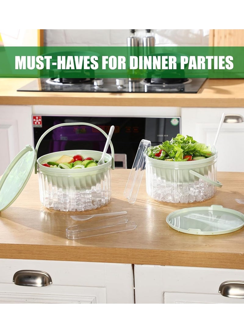 2 Pack Chilled Dip Bowl 30oz Ice Serving Bowl with Lid Chilled Dip Bowl for Parties Cold Serving Dish with 2 Serving Tongs 6 Spoons for Hummus, Chilled Pasta, Potato, Dressing, Fruit - Image 5